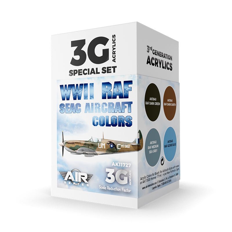 AK Interactive 3rd Generation acrylic paint set WWII RAF SEAC Aircraft Colors Set 3G