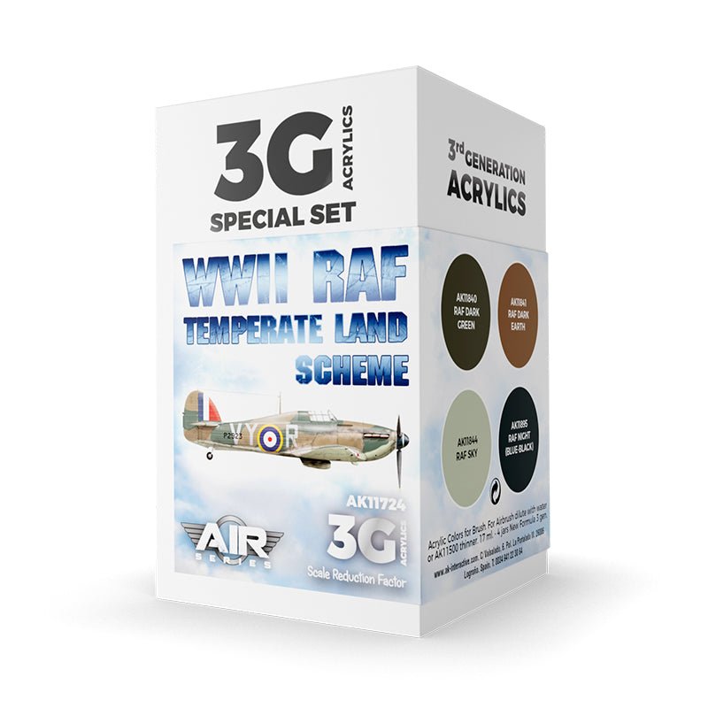AK Interactive 3rd Generation acrylic paint set WWII RAF Temperate Land Scheme Set 3G