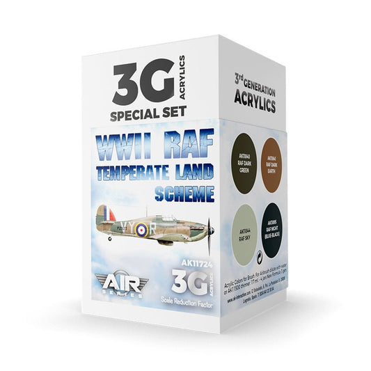 AK Interactive 3rd Generation acrylic paint set WWII RAF Temperate Land Scheme Set 3G