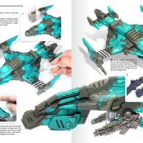 AK Learning Starship book pages showing a turquoise starship painted step by step