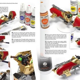 AK Learning Starship book pages on painting a red and gold starship with AK acrylics