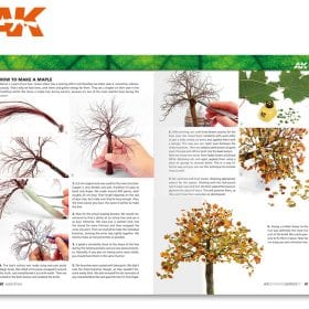 AK Learning 10 Mastering Vegetation step-by-step spread on how to make a scale maple tree