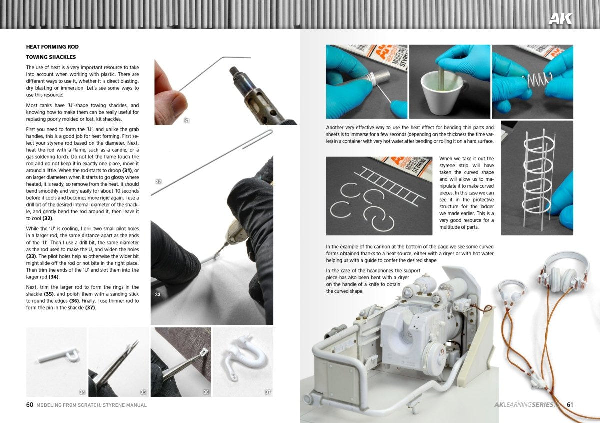 AK Learning 15 Modelling from Scratch pages showing scratch-building tools and wire techniques