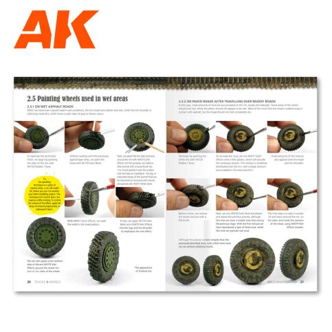 AK Learning 3 Tracks & Wheels spread on painting and weathering wheels used in wet areas