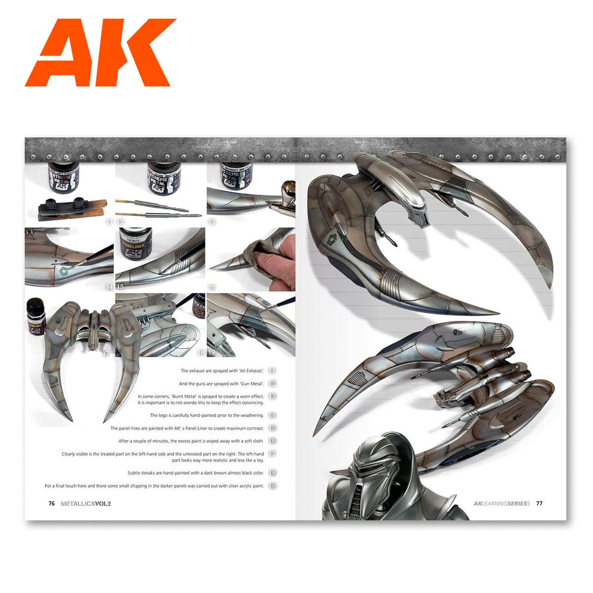 AK Learning 5 Metallics Vol 2 step-by-step spread painting curved metal blades to a polished finish