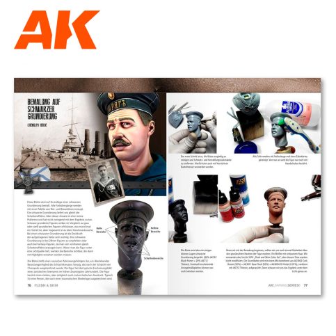 AK Learning 6 Flesh and Skin book spread painting a moustached sailor bust