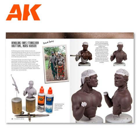 AK Learning 6 Flesh and Skin book spread on painting darker skin tones on busts