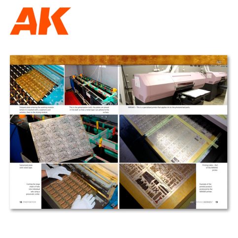 AK Learning 7 Photoetched Parts pages showing how photo-etch frets are manufactured