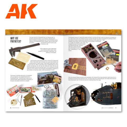 AK Interactive Learning 7 Photoetched Parts book spread: why use photo-etch