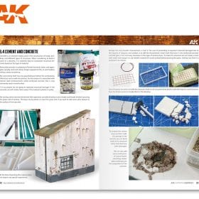 AK Learning 9 book spread on cement and concrete for scale building walls
