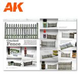 AK Realistic Wood Effects book spread on painting a cracked wooden fence