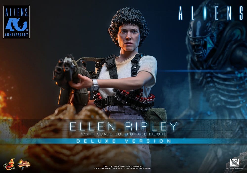 Hot Toys Aliens 40th anniversary Ellen Ripley Deluxe Version promotional banner with Ovomorph