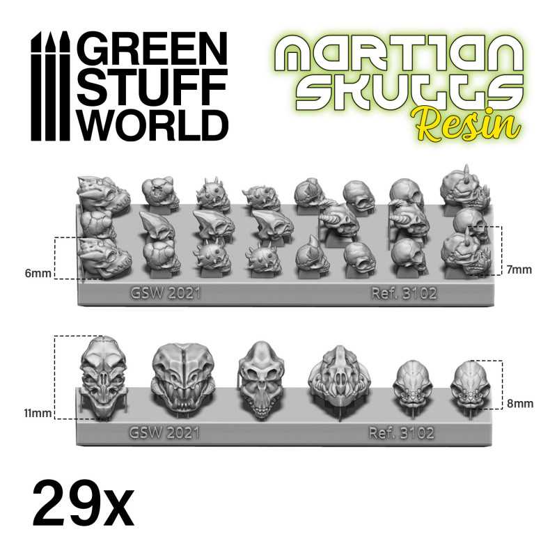 Green Stuff World ALIEN Skulls Resin Set - Loaded Dice Barry Vale of Glamorgan CF64 3HD