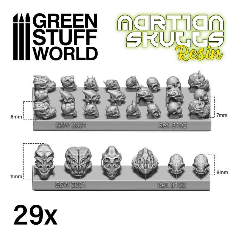 Green Stuff World ALIEN Martian Skulls Resin Set - Loaded Dice