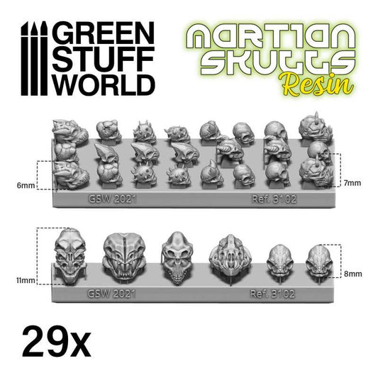 Green Stuff World ALIEN Martian Skulls Resin Set - Loaded Dice