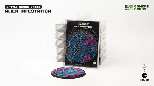 Gamers Grass Alien Infestation Round Base - 100mm (x1) - Loaded Dice