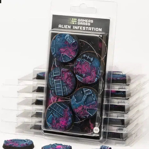 Battle Ready Bases Alien Infestation Round 40mm (x5) - Loaded Dice Barry Vale of Glamorgan CF64 3HD