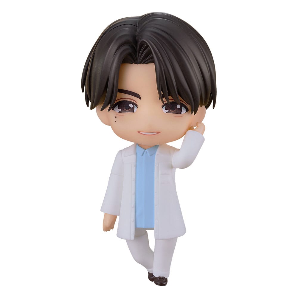 Good Smile Company Nobunaga Shimazaki Nendoroid in white jacket and blue shirt, on white