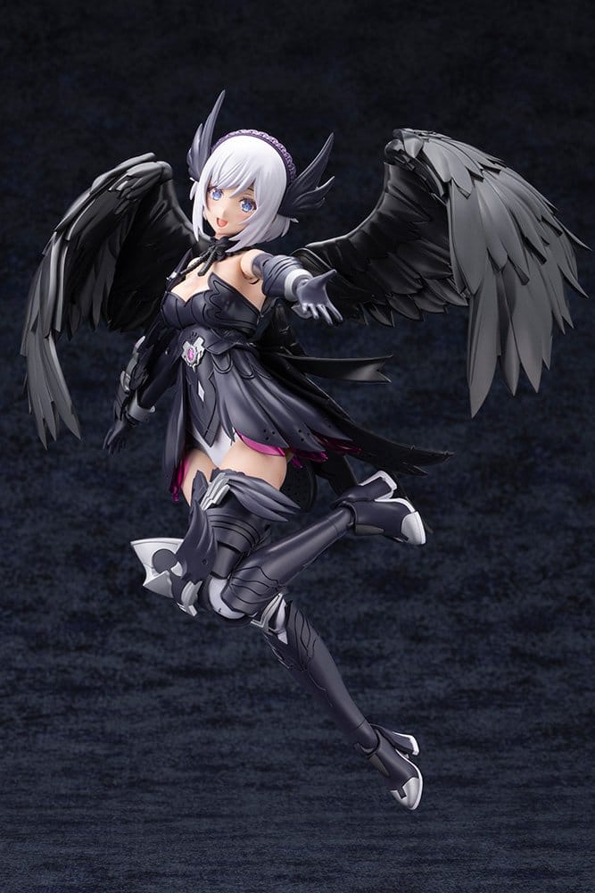 Lumitea ReACT-A Grand Scale in a flying pose with black feathered wings spread