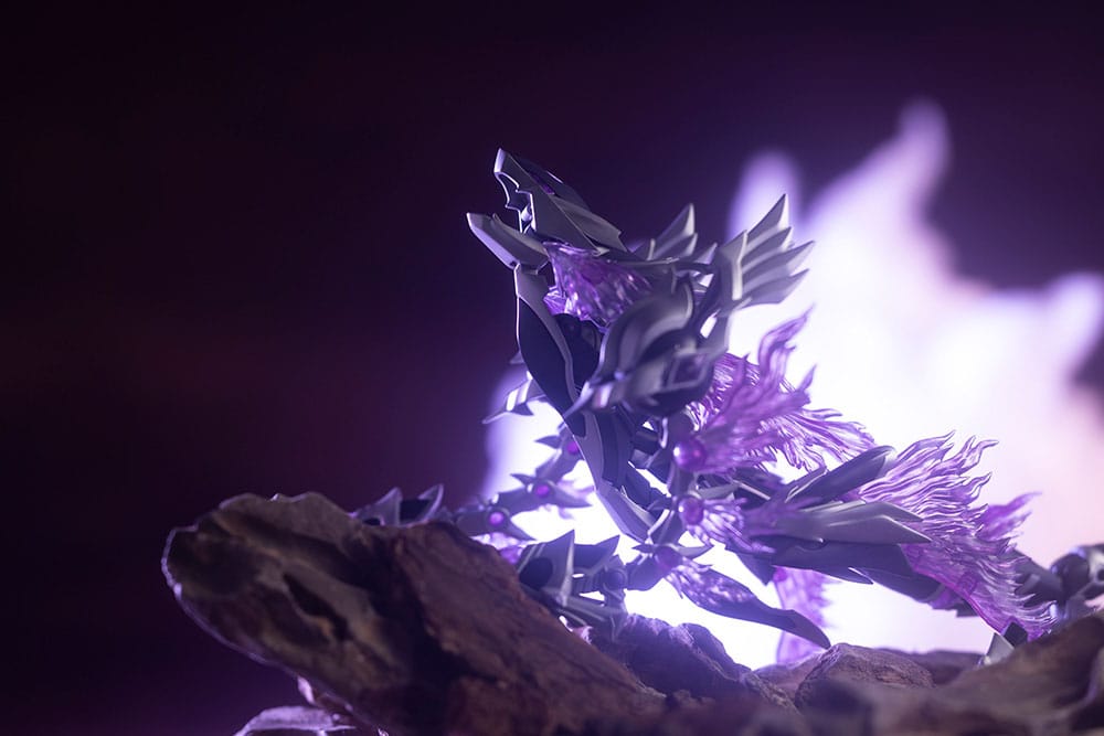 XenoAlma Explode Volcalion on rocks lit by glowing purple effect, Arcanadea kit