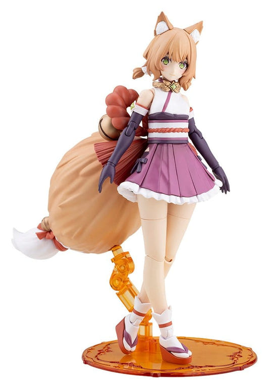 Kotobukiya Arcanadea Yukumo First Engage Ver. assembled fox-girl model kit on orange stand, front view