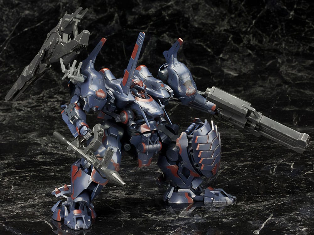 Kotobukiya Hanged Man 1/72 kit in a combat pose firing both rifles, Armored Core V