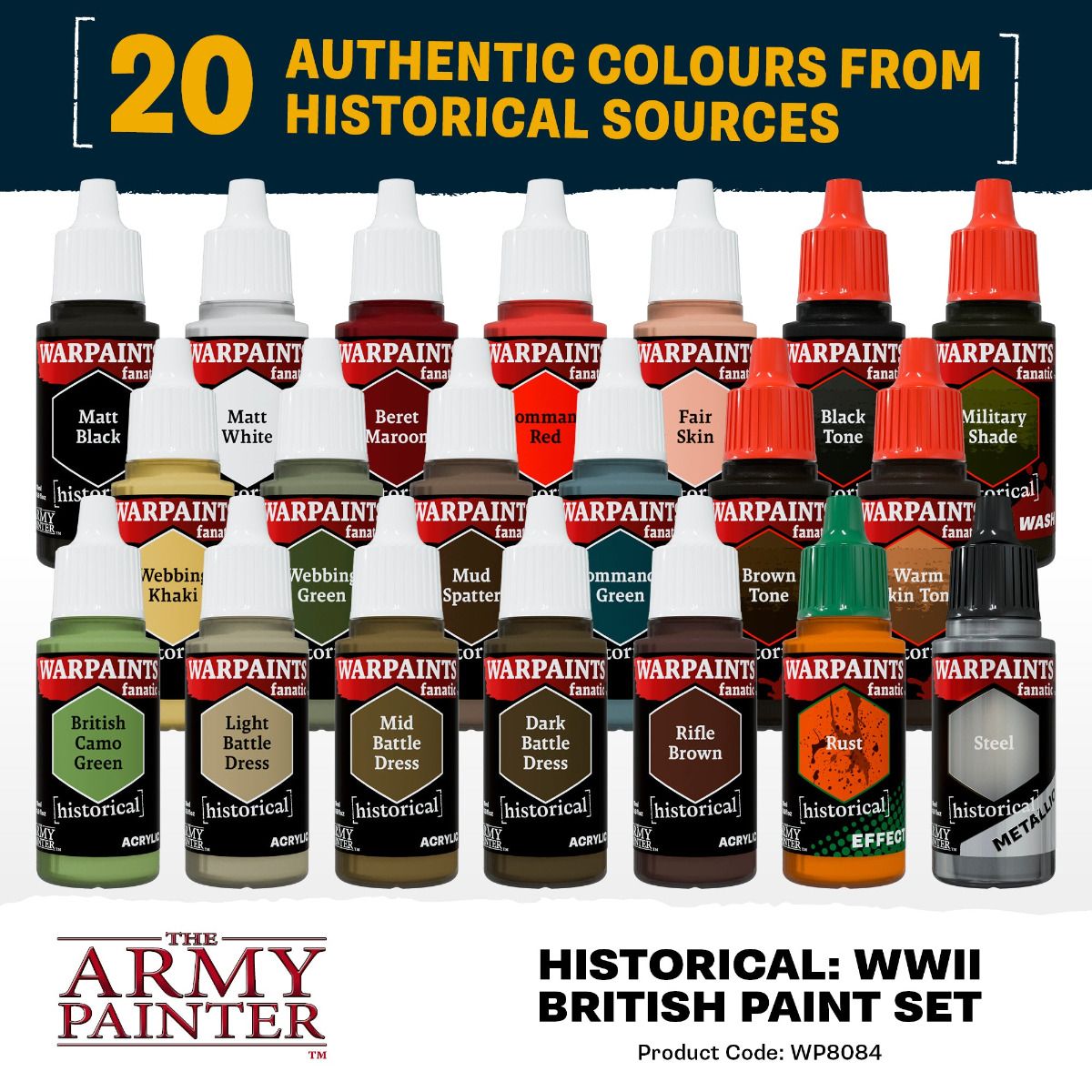 Army Painter Historical WWII British Paint Set: 20 Warpaints bottles from historical sources
