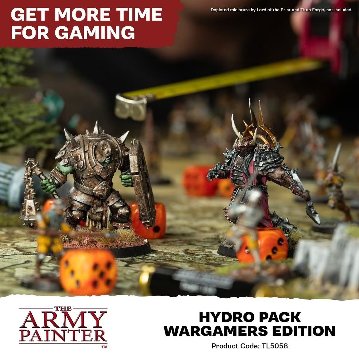 Painted miniatures on a gaming table, Army Painter Hydro Pack Wargamers Edition promo graphic