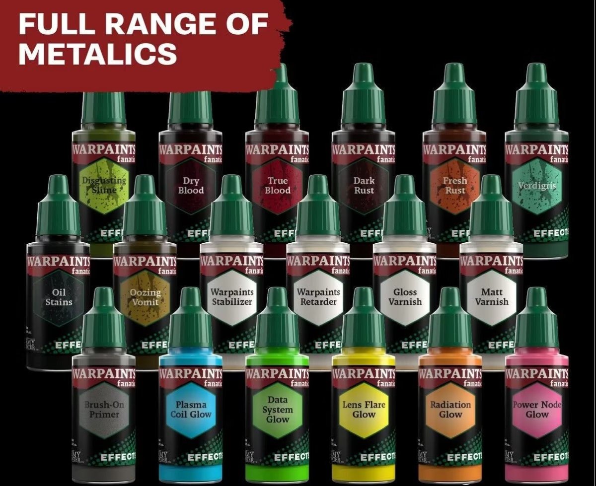Army Painter Warpaints Fanatic Effects range dropper bottles, including blood, rust and glow paints