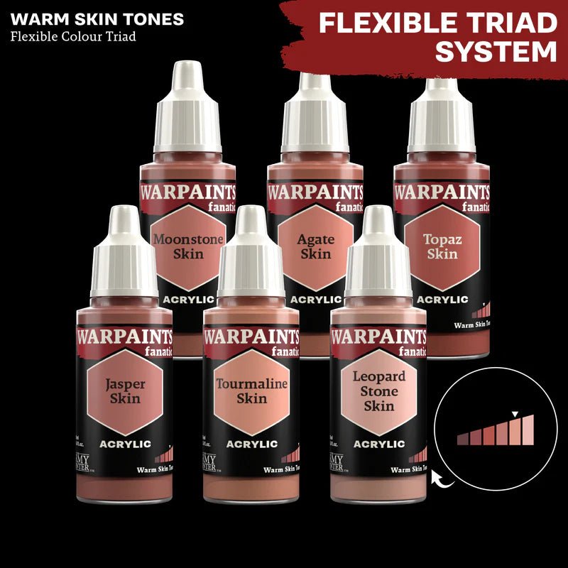 Warpaints Fanatic Warm Skin Tones triad: Moonstone, Agate, Topaz, Jasper, Tourmaline and Leopard Stone