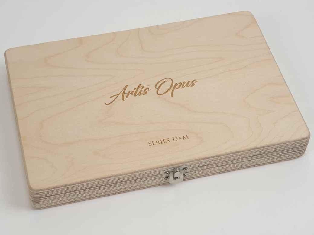 Artis Opus Series D and M Complete 10-Brush Set closed wooden presentation box