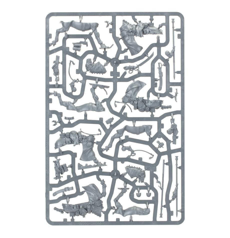 Astra Militarum Attilan Rough Riders unpainted plastic sprue, frame 2 of 3