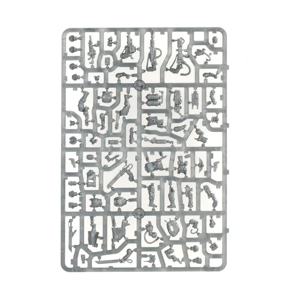 Astra Militarum Cadian Command Squad unpainted plastic sprue, frame 1 of 2