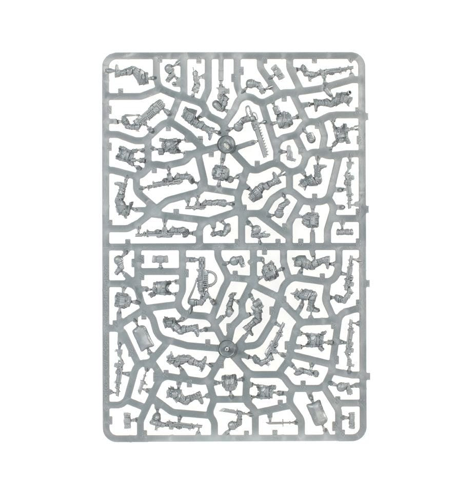 Astra Militarum Cadian Shock Troops unpainted plastic sprue, frame 1 of 2