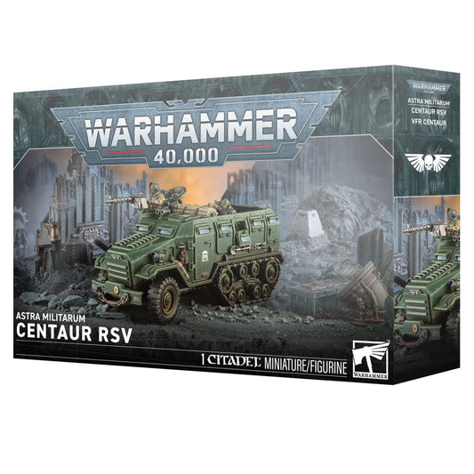 Warhammer 40,000 Astra Militarum Centaur RSV model kit packaging on a white background