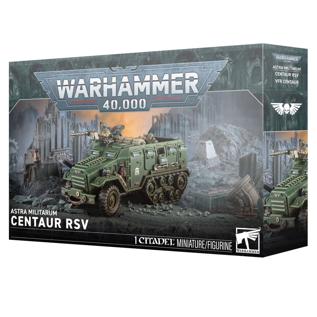 Warhammer 40,000 Astra Militarum Centaur RSV model kit packaging on a white background