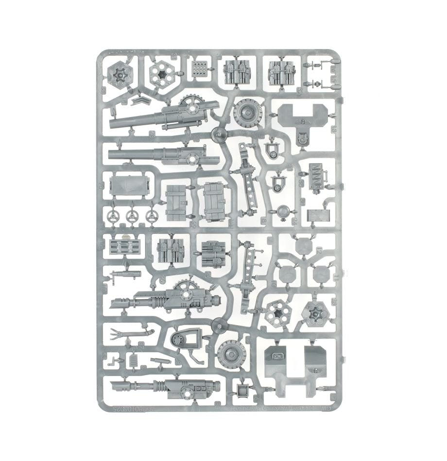 Astra Militarum Field Ordnance Battery unpainted plastic sprue, frame 2 of 2