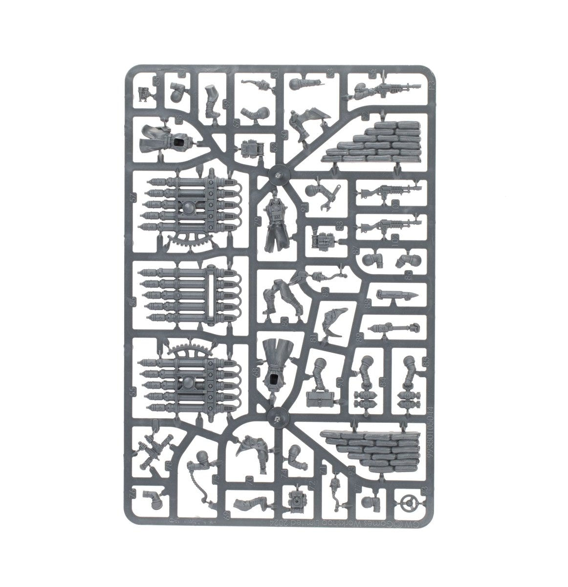Astra Militarum Krieg Artillery Team unpainted plastic sprue, frame 2 of 3