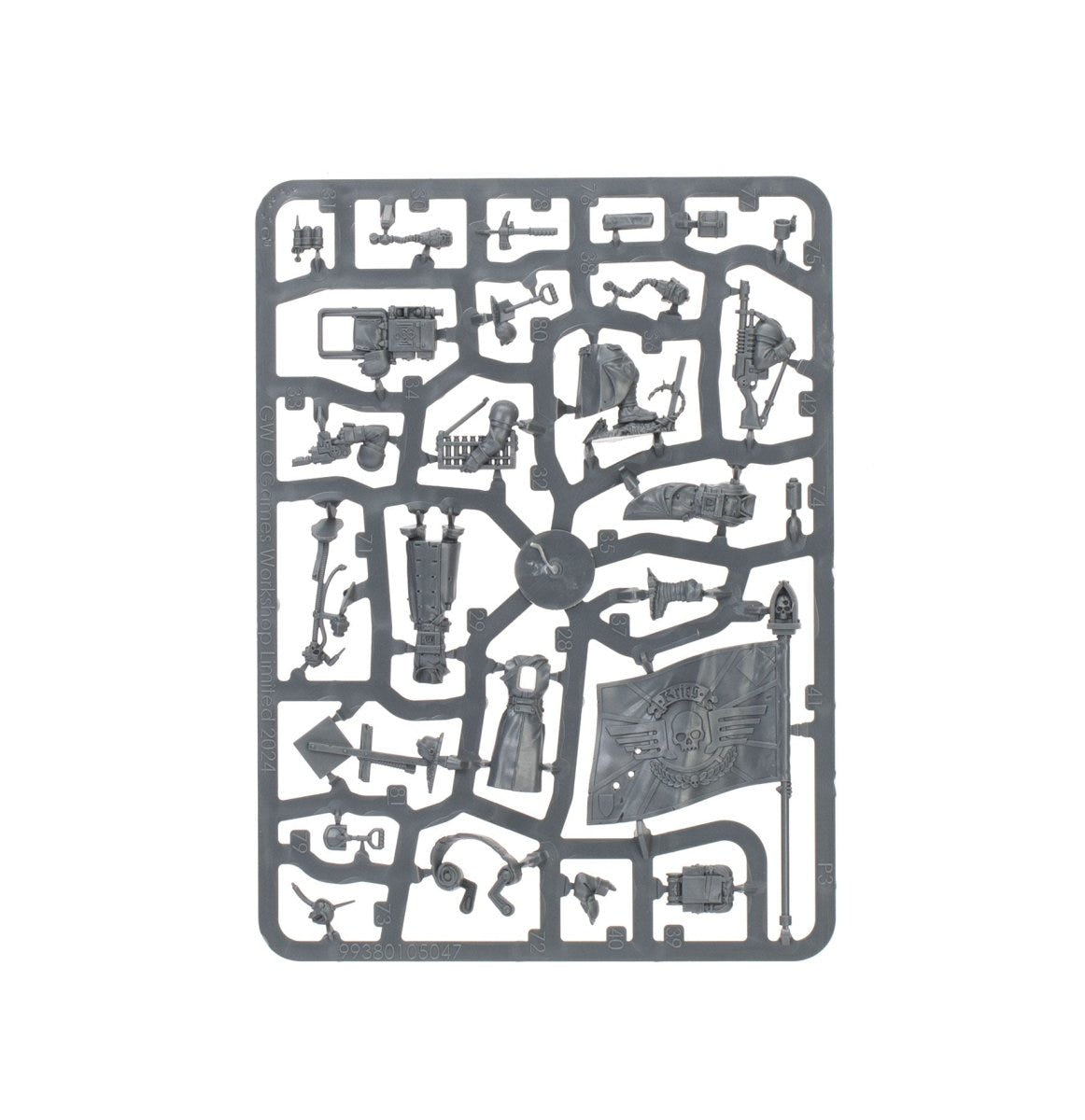 Astra Militarum Krieg Command Squad unpainted plastic sprue, frame 2 of 3