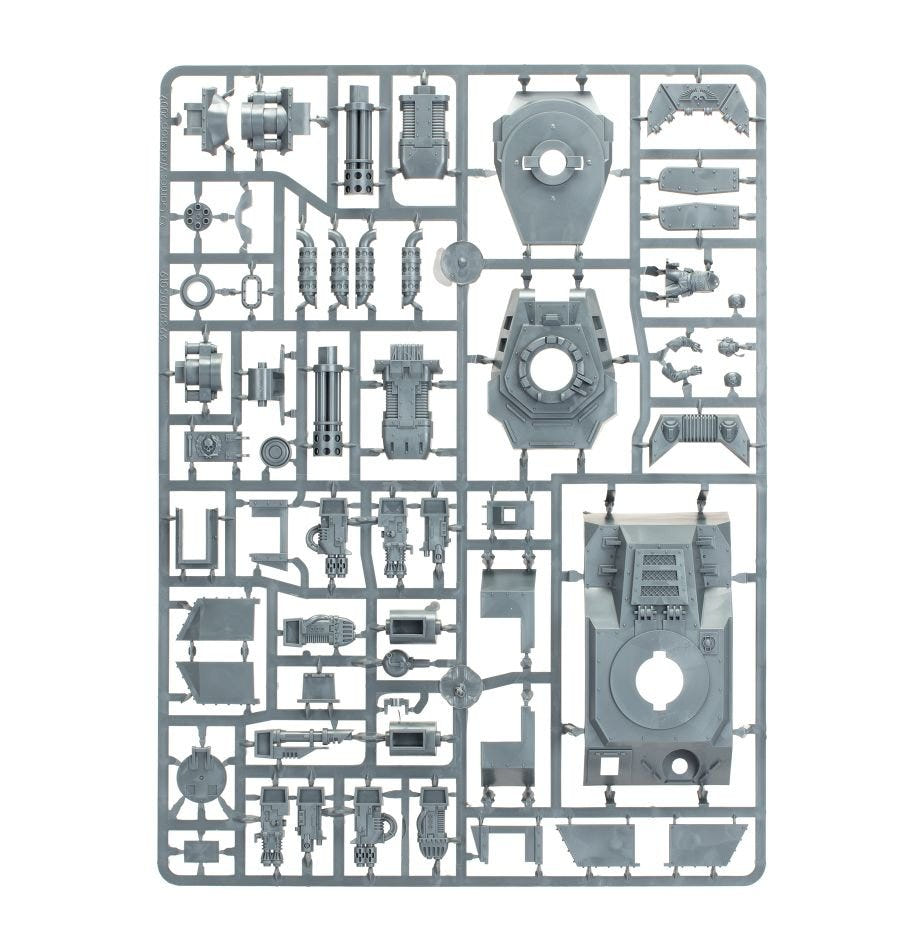 Astra Militarum Leman Russ Battle Tank unpainted plastic sprue, frame 1 of 3