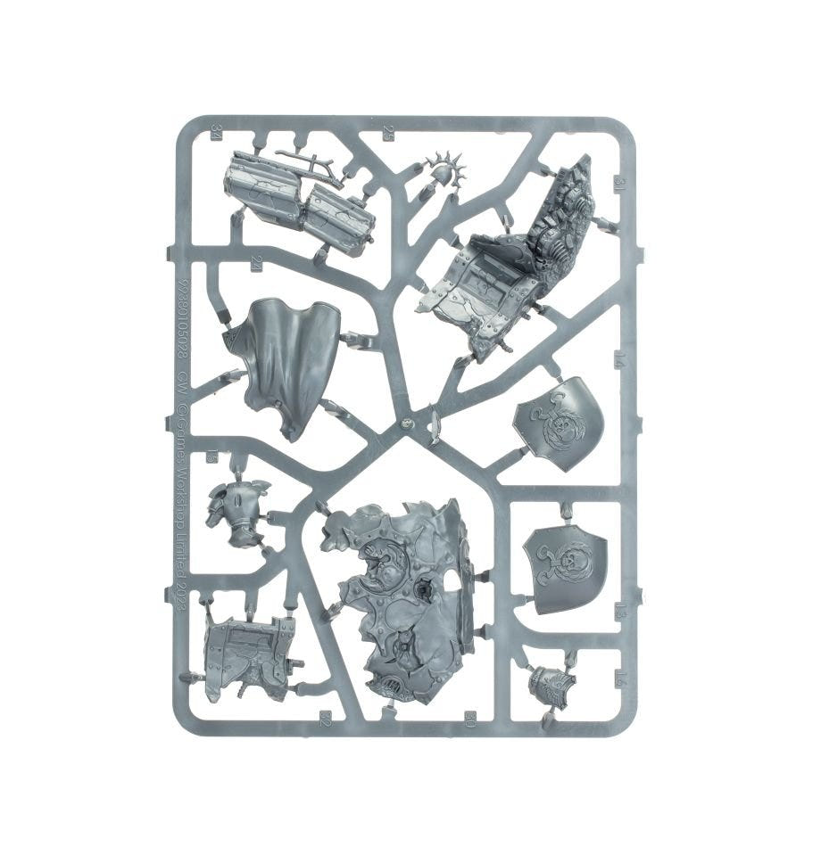 Astra Militarum Lord Solar Leontus unpainted plastic sprue, frame 2 of 3