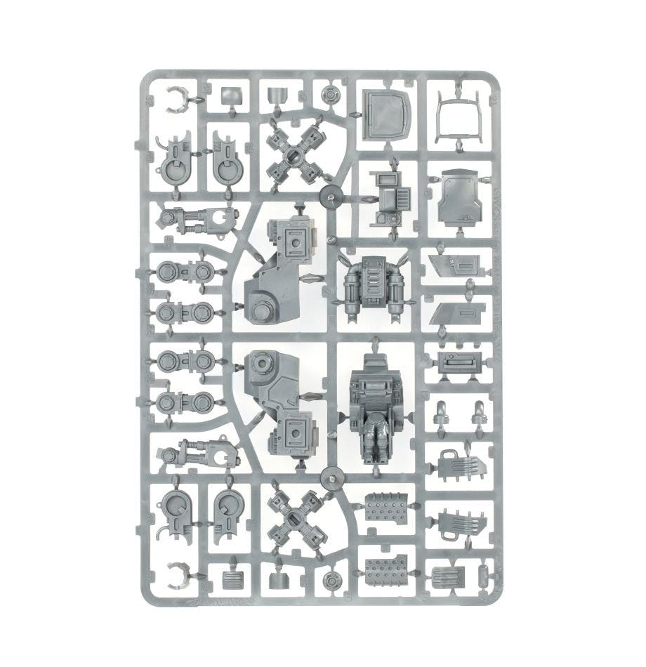 Astra Militarum Sentinel unpainted plastic sprue, frame 1 of 2