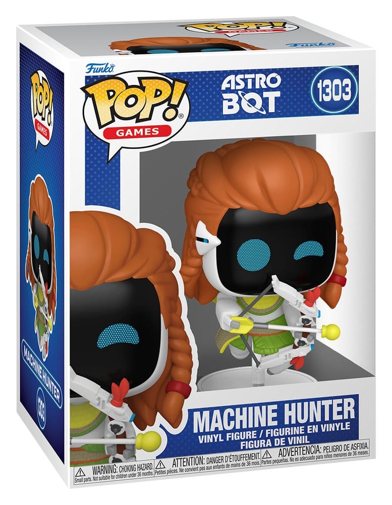 Astro Bot Aloy Pop! Games vinyl figure in its Machine Hunter window box, number 1303