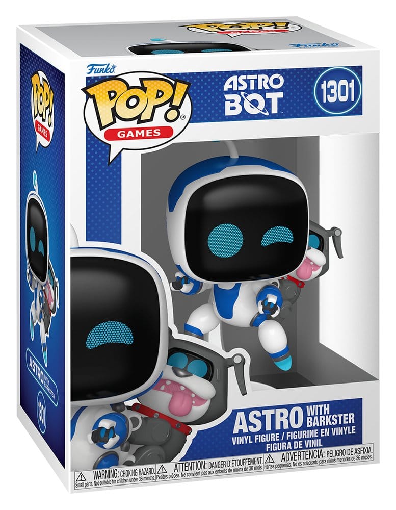 Astro with Barkster Pop! Games vinyl figure in its Astro Bot window box, number 1301