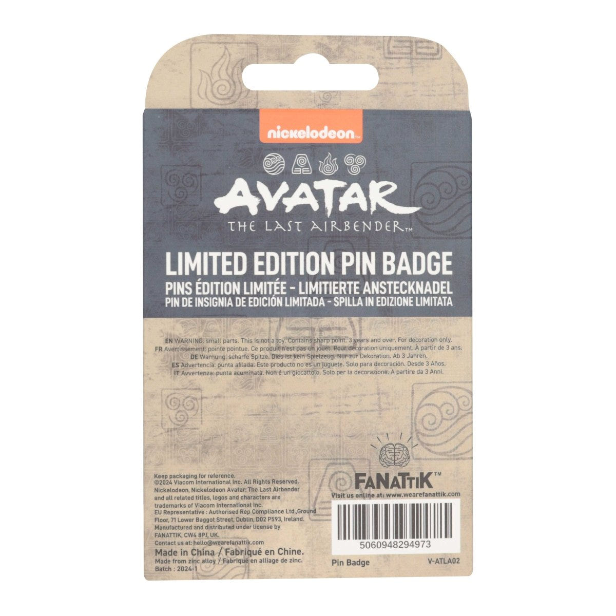 Appa pin badge packaging back, limited edition by Fanattik