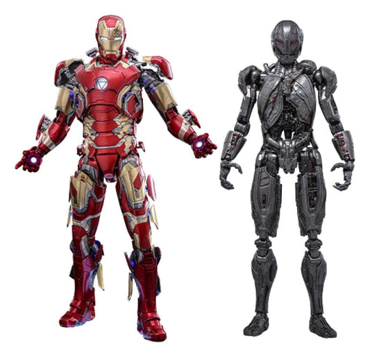 Hot Toys Iron Man Mark XLIII (2.0) Deluxe 1/6 diecast figure with Ultron Sentry, full-length