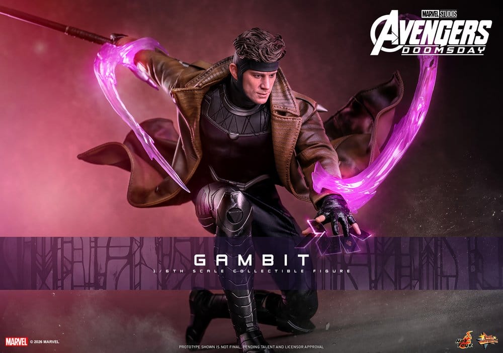 Hot Toys Avengers: Doomsday Gambit sixth scale figure promotional banner, kneeling with energy trail
