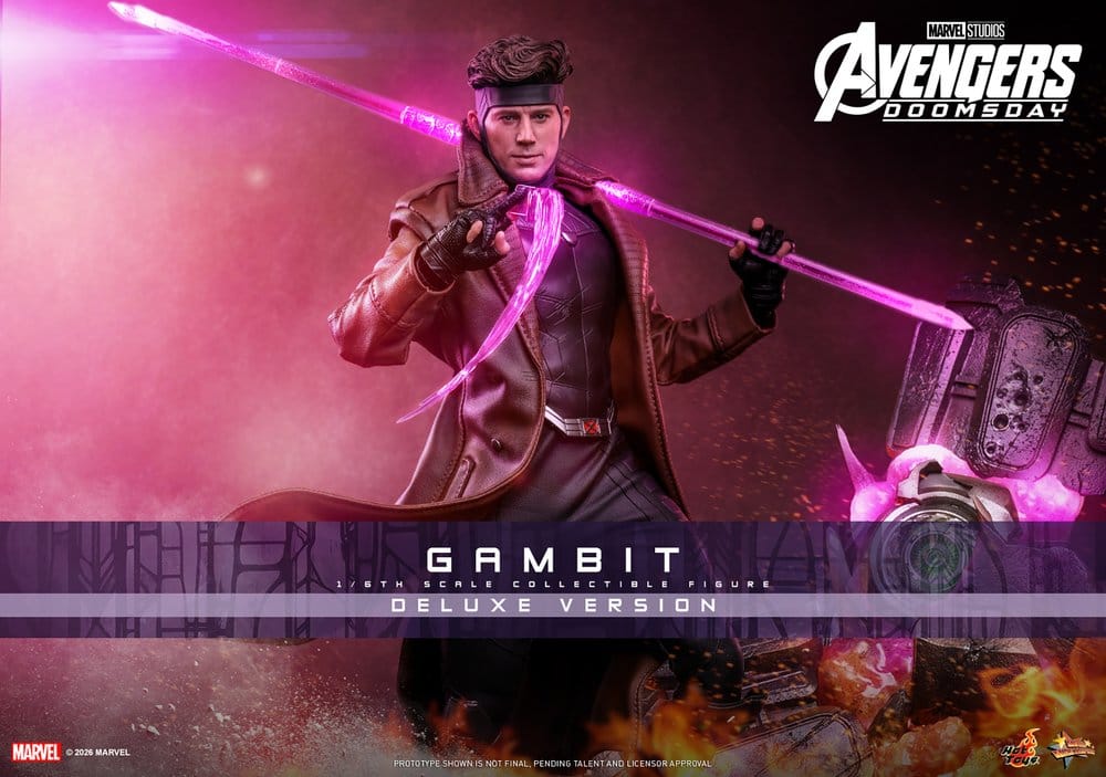 Hot Toys Avengers: Doomsday Gambit Deluxe Version promotional banner with glowing kinetic staff