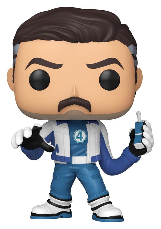 Funko Pop! Mr Fantastic vinyl figure from Avengers: Doomsday in blue and white Fantastic Four suit
