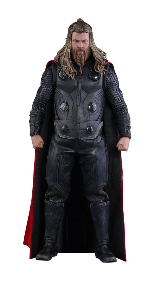Hot Toys Thor 1/6 figure from Avengers: Endgame, full-length cut-out in armour and red cape